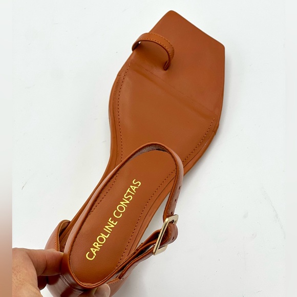 Caroline Constas Jane Flat Sandals in Brown Leather. Size 39.5 and 37 - Picture 2 of 12